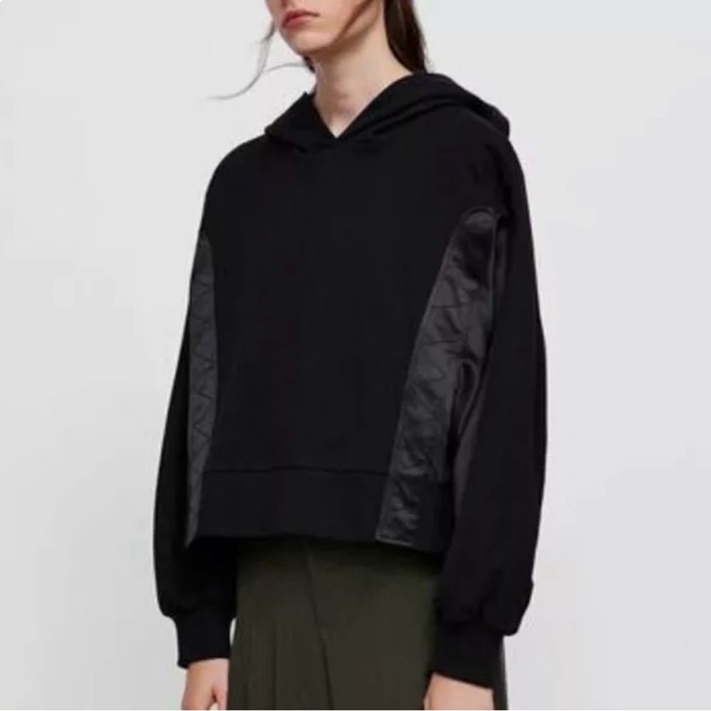 ZARA | Cropped Contrast Material Hooded Sweatshirt Size M